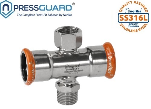 Stainless Steel 316L Press Fit Reducing Cross Tee (MxF)